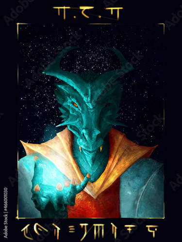 Portrait of a dragon sorcerer casting a spell
