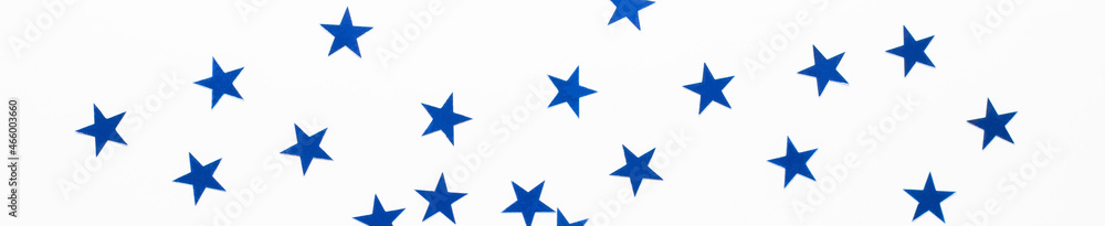 banner of Christmas background with blue star confetti. Holiday background for New Year banner of Christmas background with blue star confetti. Holiday background for New Year