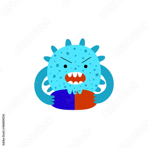 Antibiotic resistance. Microbe or bacteria eat pill.