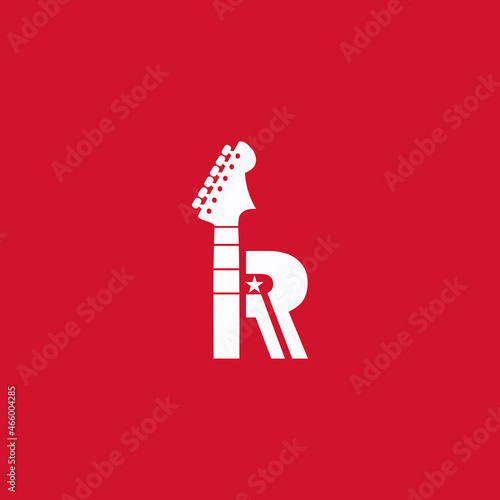 combination guitar logo with letter R