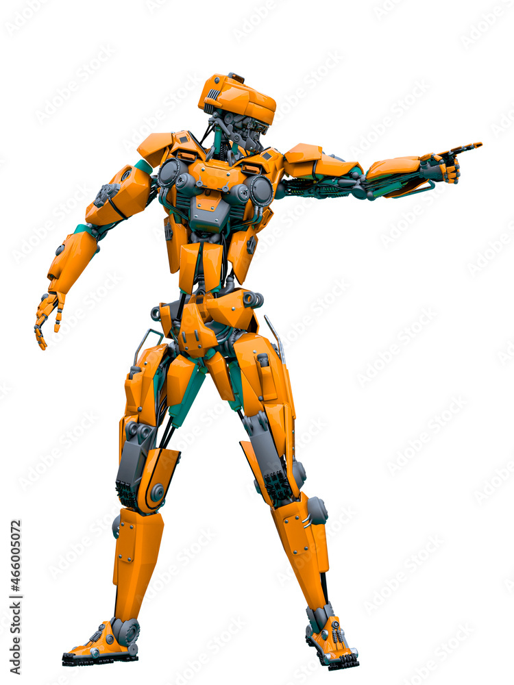 mechanical soldier pointing the direction full action mechanical soldier pointing the direction full action