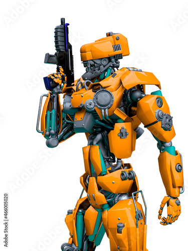 mechanical soldier holding a gun © DM7