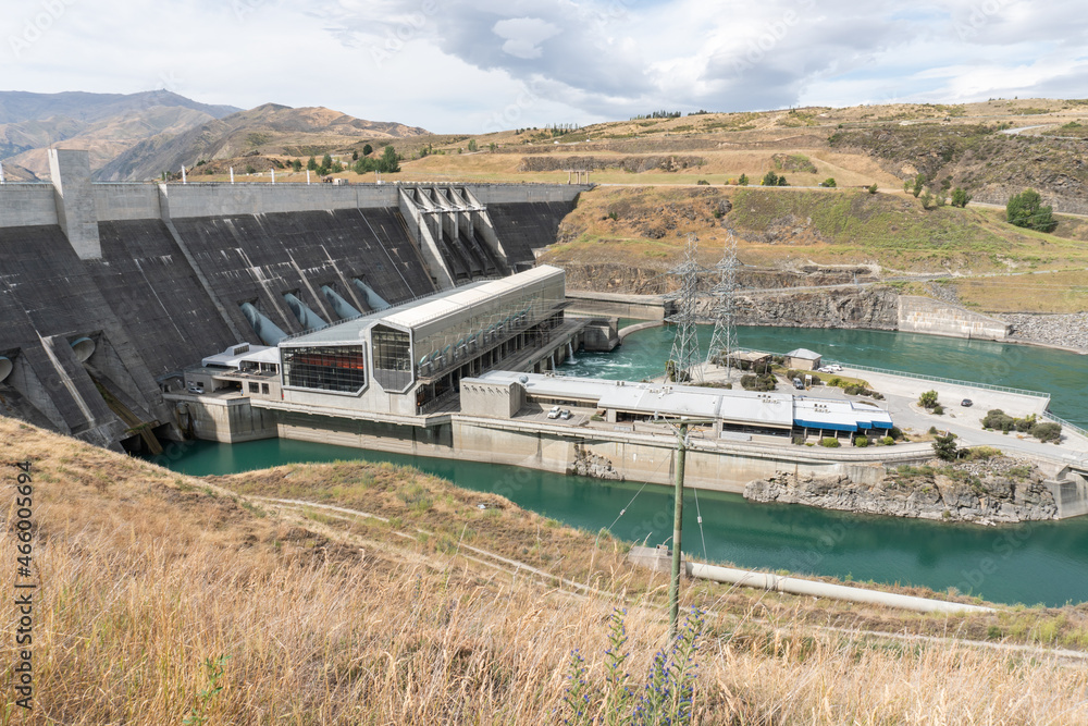 Clyde hydro electric dam on river New Zealand