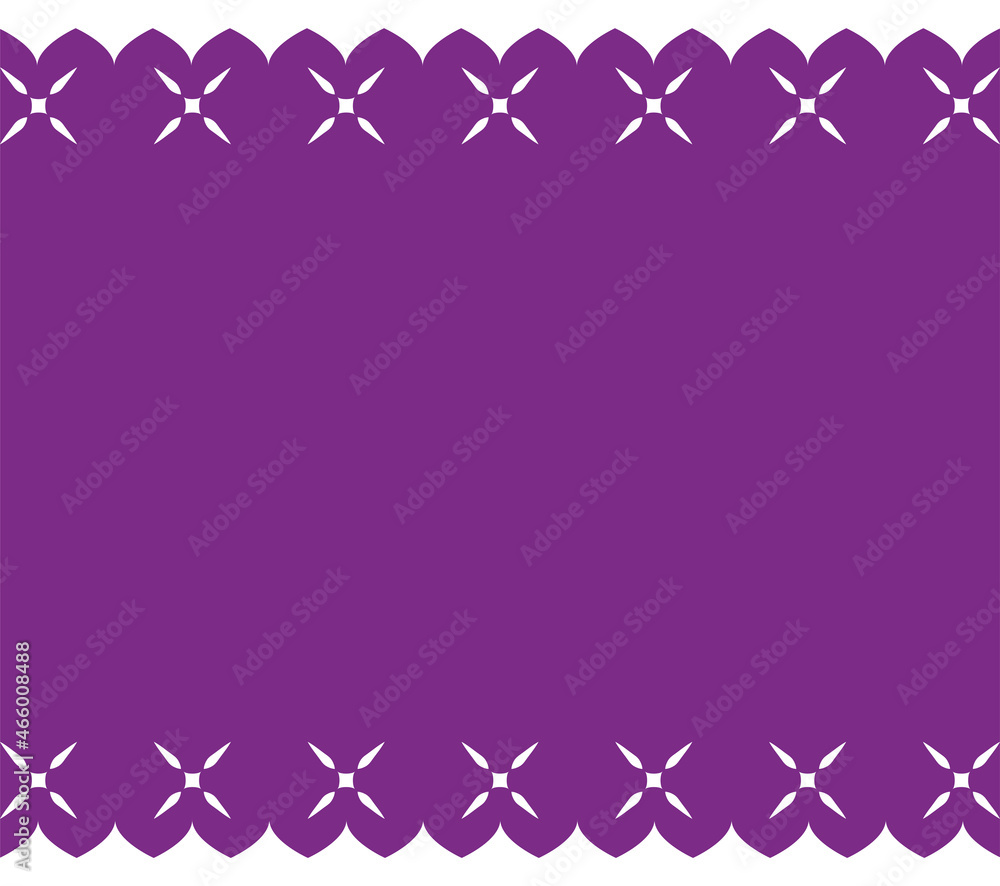 Template with purple and horizontal 'papel picado' or perforated paper, Vector illustration