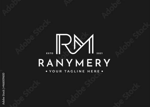 Minimalist Letter R M logo design template