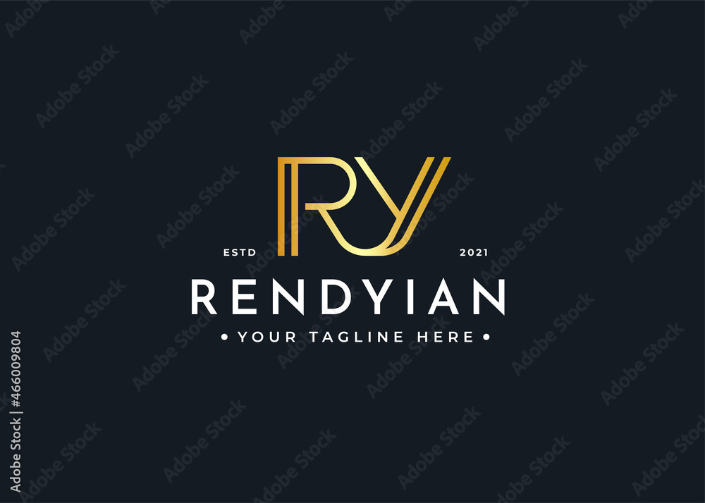 Minimalist Letter R Y luxury logo design for personal brand or company