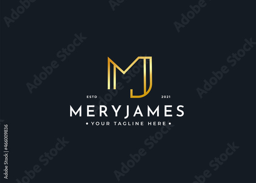 Letter M J luxury logo design template
