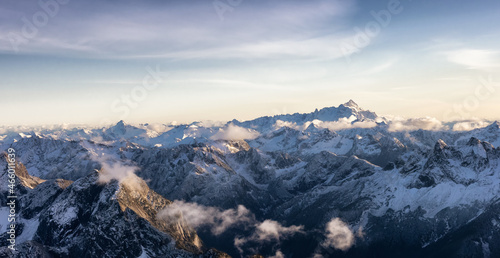 Wallpaper Mural Aerial View of Canadian Rocky Mountains with snow on top during Fall Season. Landscape located near Chilliwack, East of Vancouver, BC, Canada. Nature Background Torontodigital.ca