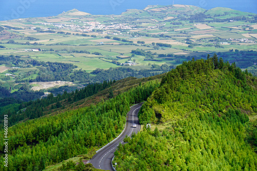 curvy road through azores mountans