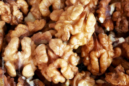 Close up picture of walnuts, selective focus.