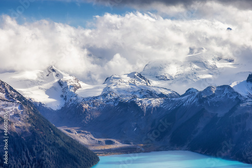 Glacier Canadian Mountain Landscape. Taken in Garibaldi Provincial Park, located near Whistler and Squamish, North of Vancouver, BC, Canada. Panorama