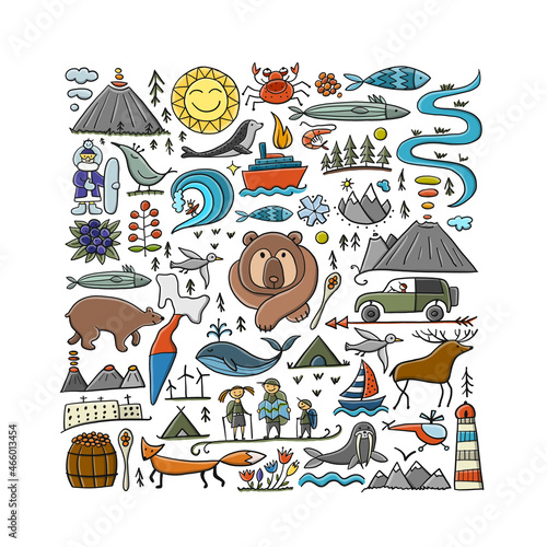 Sri Lanka travel, seamless pattern, background for your design