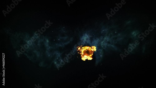 Planet Earth in the far distance cracks open and explodes. Comes with the Alpha.