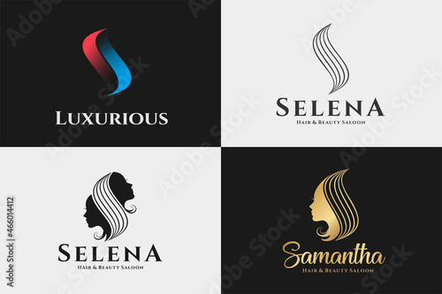 Set of modern hair beauty logo design collection, usable logo design for saloon, hair beauty, wedding make up, spa