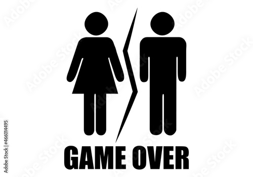 Icono negro de divorcio entre matrimonio hetero.