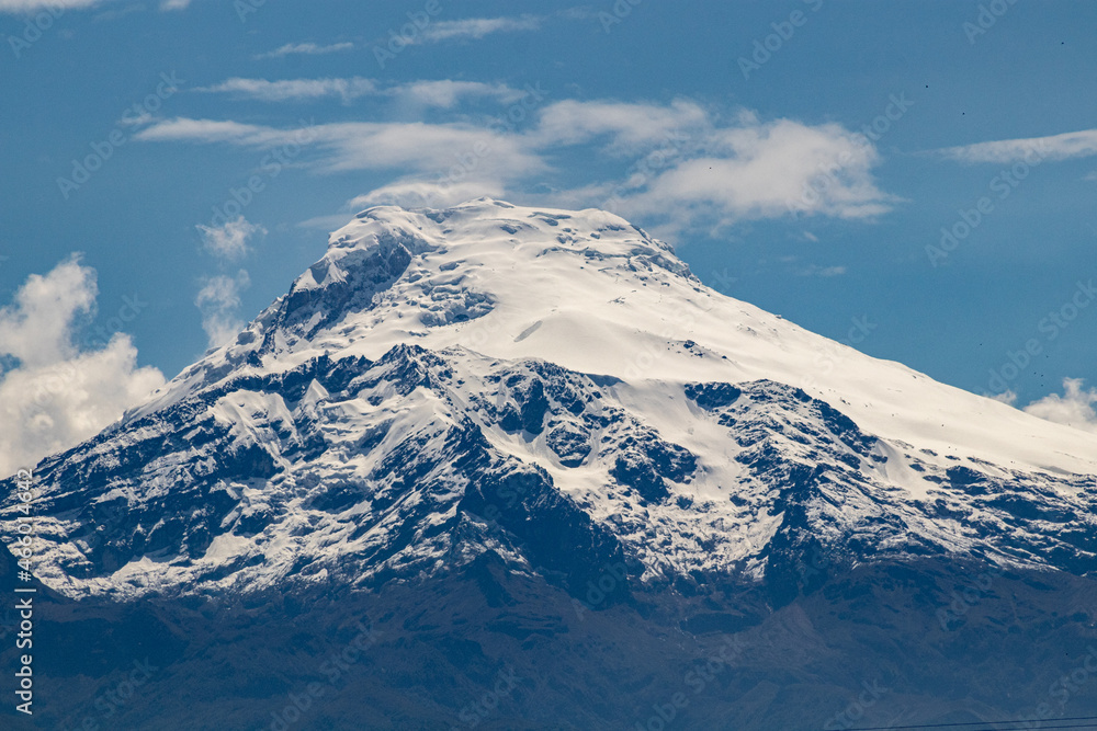Beautiful view of the Cayambe volcano on a clear fall day.