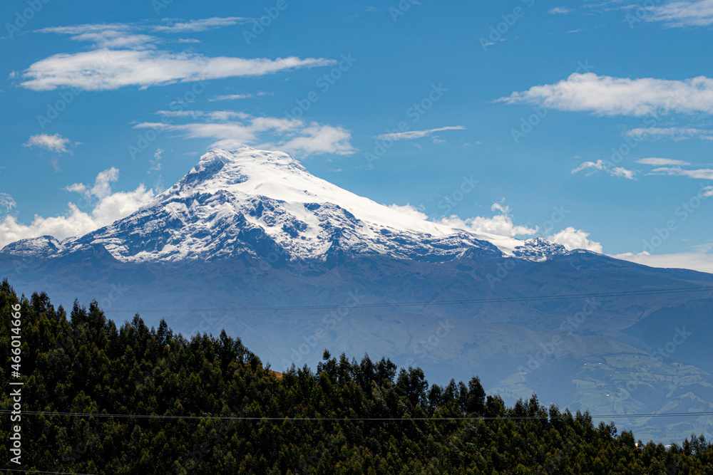 Beautiful view of the Cayambe volcano on a clear fall day. Beautiful view of the Cayambe volcano on a clear fall day.