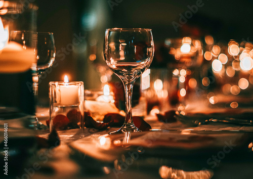 Close Up Wine Glass by Candlelight