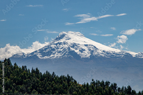 Beautiful view of the Cayambe volcano on a clear fall day.