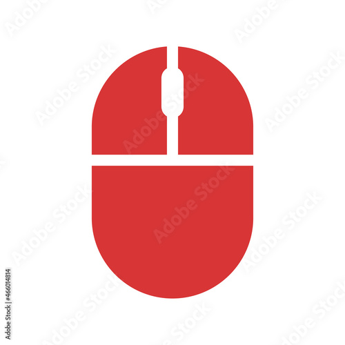Computer mouse vector icon. Red symbol