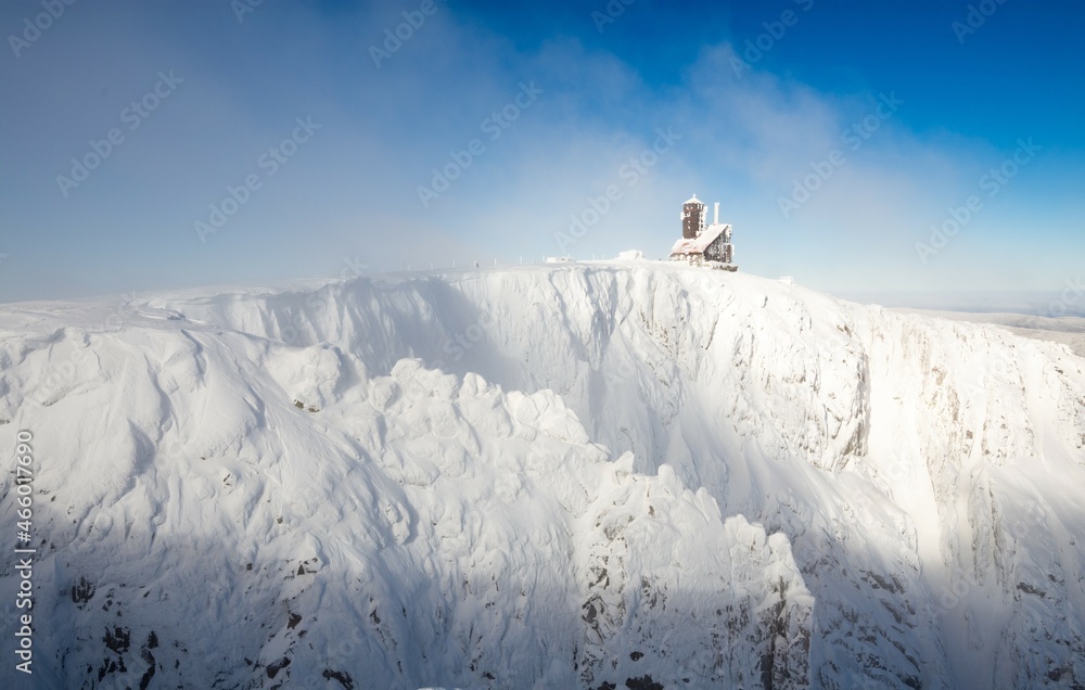 sniezne kotly valley in the Giant Mountains in winter on a sunny day