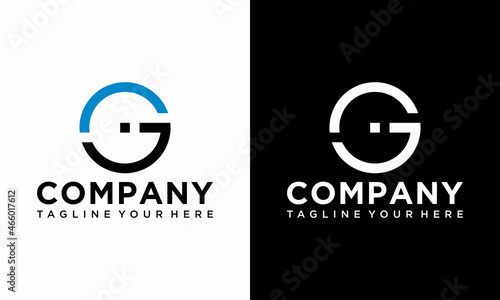 Initial letters GI circle shape monogram black and blue simple logo design vector template on a black and white background.