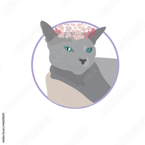 cat logo with flowers