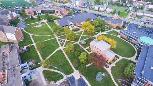 Canvas Aerial of grounds of college campus in northeast Indiana