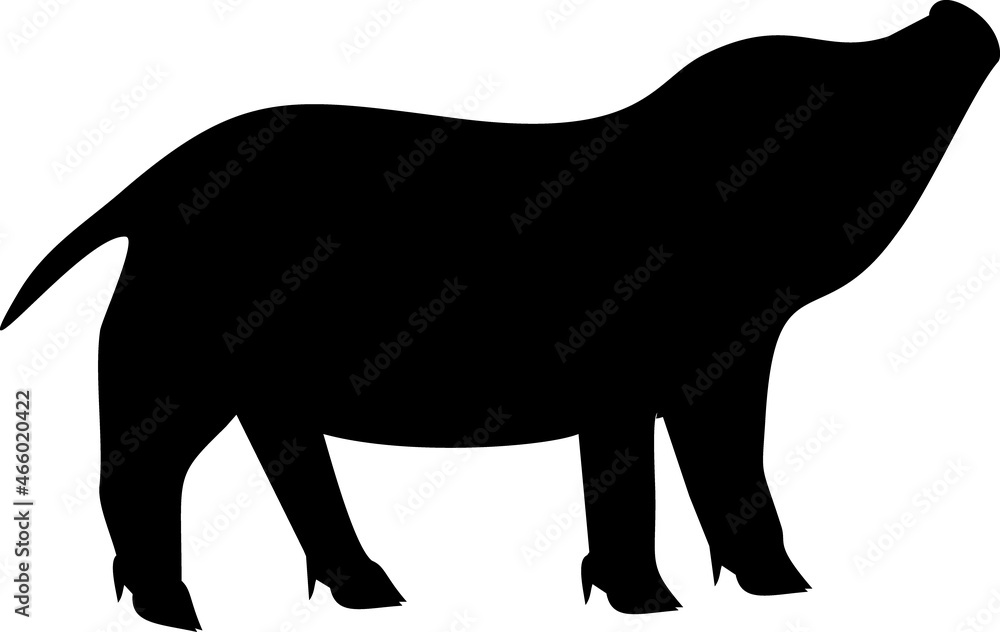 Black silhouette of European wild boar (Sus scrofa) piglet isolated on white background Black silhouette of European wild boar (Sus scrofa) piglet isolated on white background