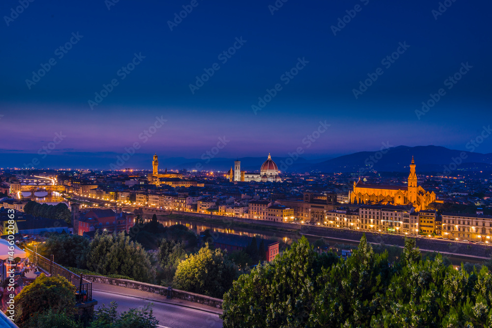 A long exposure shot of Florence at night