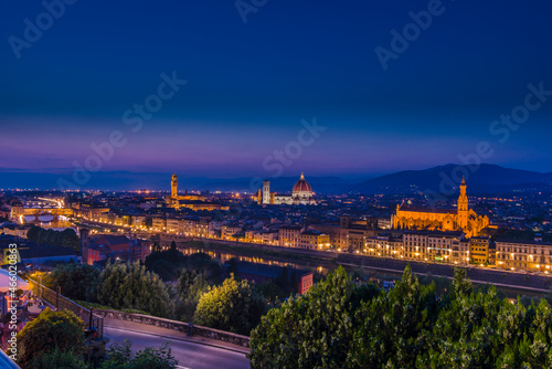 A long exposure shot of Florence at night