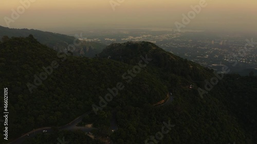 Aerial drone footage margalla hills national park, Islamabad,Pakistan photo