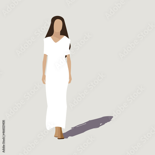 Woman in white dress walking