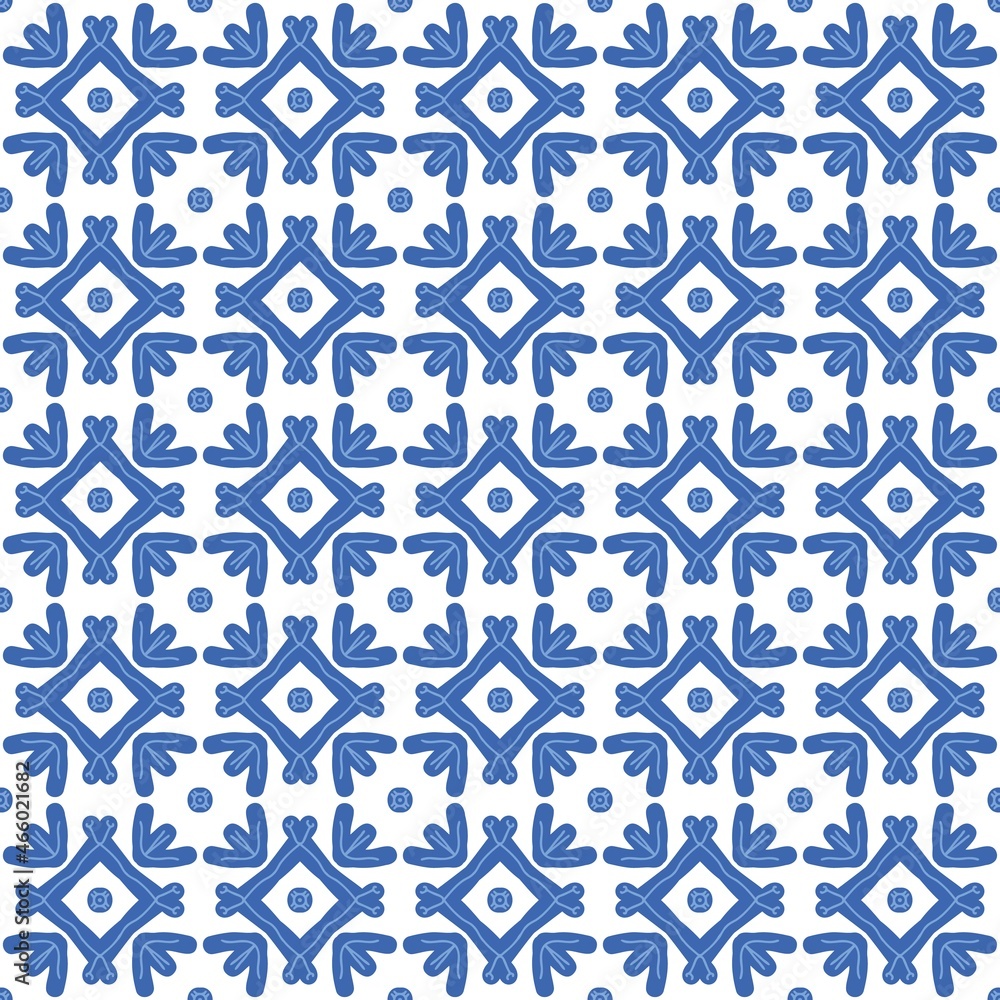 Geometric blue seamless pattern black on white background Geometric blue seamless pattern black on white background