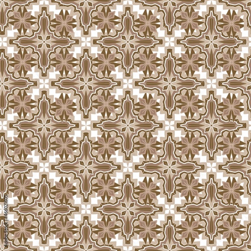 Geometric biege seamless pattern black on white background