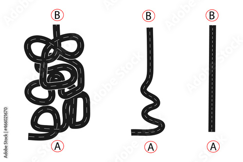 A tangled road or film from point to purpose.he concept of simplifying a psychology, or goal achievement.
