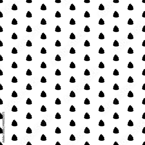 Square seamless background pattern from black poop symbols. The pattern is evenly filled. Vector illustration on white background