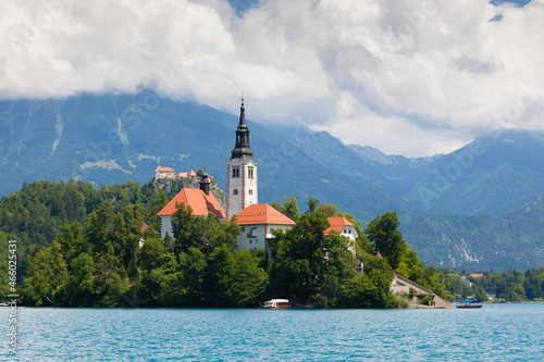 Bled island with St. Mary s Church  Bled  Slovenia