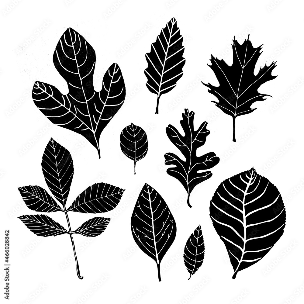 Tree leaves in cut-paper