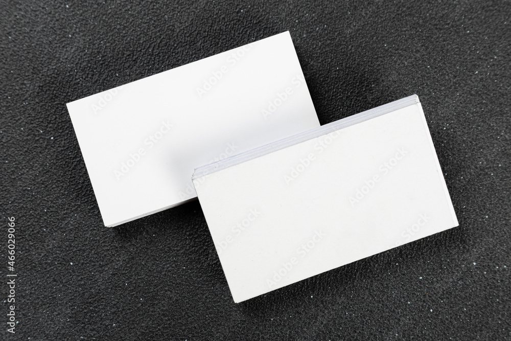 Business cards blank. Mockup on black background. Copy space for text. Business cards blank. Mockup on black background. Copy space for text.