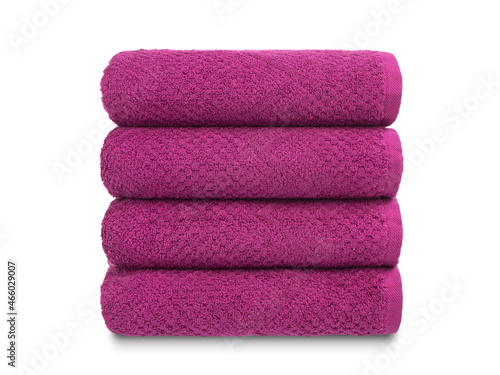 cotton bath towels for the body of various colors, isolated on a white background