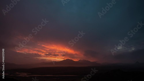 4k video time lapse of an amazing sunset developing across the highlands in Iceland.