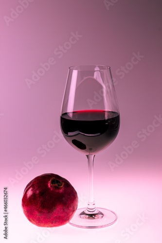 glass pomegranate juice and fruits.