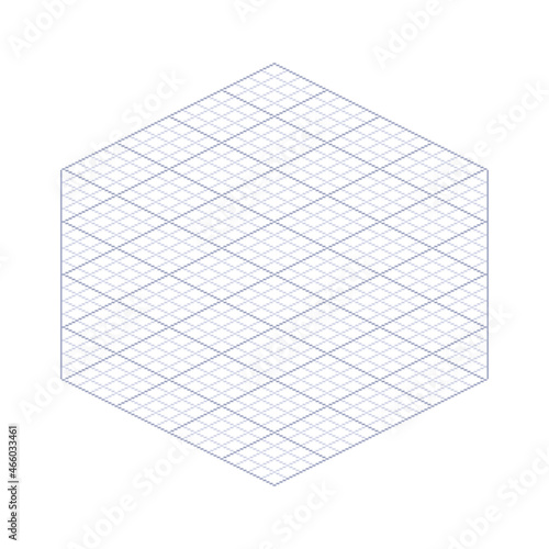 Hexagonal isometric grid template for drawing in Pixel Art style