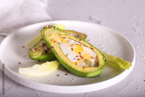 avocado baked in the oven with quail eggs