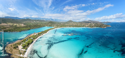 Aerial view with Santa Giulia beach  Corsica  France