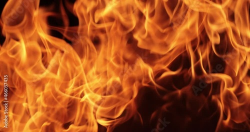 Flames of fire on black background in slow motion