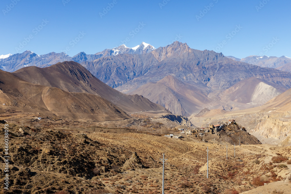 View of the village of Jharkot. Mustang District, Nepal