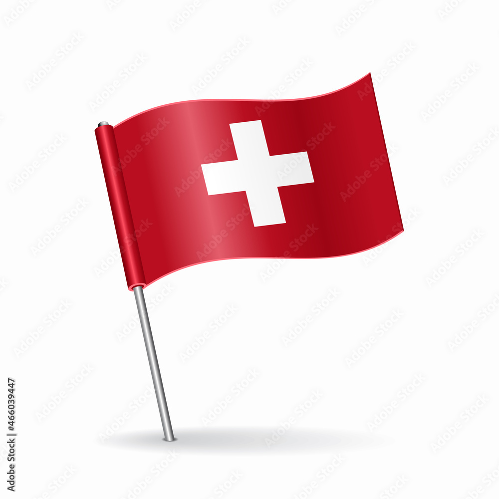 Swiss flag map pointer layout. Vector illustration.