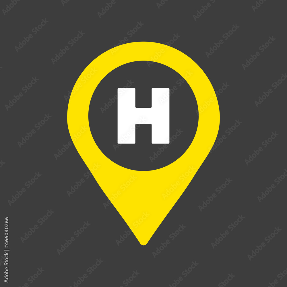 Hospital or heliport pointer vector icon Hospital or heliport pointer vector icon